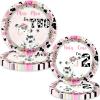 80 Pcs Holy Cow I'm Two Girls Birthday Decorations Moo Moo I'm Two Paper Dinner Plates Napkins Forks Dinnerware for Farm Animals Cow Themed Girls 2nd Birthday Party Supplies view 3