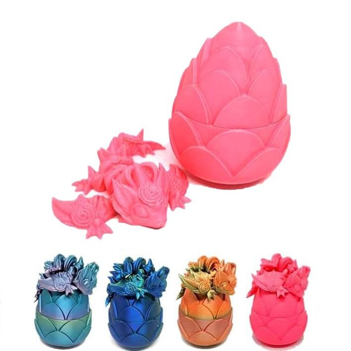 2024 Year of The Dragon Dragon Egg Easter Stuff Easter Gift Egg Moving Dragon 3D Printed Dragon Egg (Rose Red)
