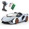 MIEBELY Lamborghini Remote Control Car, 1:16 Scale Lambo Toy Car 7.4V 500mAh Officially Licensed 12Km/h Rc Cars with Led Light 2.4Ghz Model Car for Adults Boys Girls Birthday Ideas Gift (Light Blue) view 1