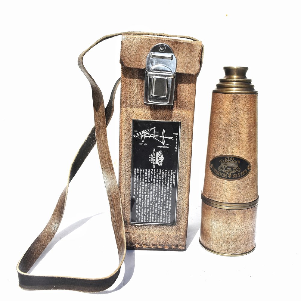 21" inch Vintage Brass Telescope Pirate Spyglass London 1917 Telescope with Leather Box Spyglass Vintage Telescope Brass Telescope Spyglass