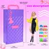 104 Piece Fashion Doll Wardrobe Playset with Poseable 11.5" Doll & 104 Accessories | ASTM-Certified Pretend Play Gift Set for Girls Ages 3+ (Purple) view 3