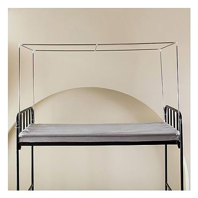 Four Corner Bed Mosquito Net Door, Iron-Art Stainless Steel Canopy, Canopy Mosquito Net Frame, Suitable for 0.8-1.2 Meters Bed (Color : Silver, Size : Full-Frame)