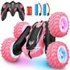 Remote Control Car, 2.4GHz RC Stunt Car, Double Sided 360 Rotating RC Cars with LED Headlight & LED Wheel, High Speed Off Road RC Crawler Xmas Gift for 3 4 5 6 7 8-12 Year Old Girls Toys (Pink) view 1