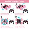 Remote Control Car, 2.4GHz RC Stunt Car, Double Sided 360 Rotating RC Cars with LED Headlight & LED Wheel, High Speed Off Road RC Crawler Xmas Gift for 3 4 5 6 7 8-12 Year Old Girls Toys (Pink) view 2