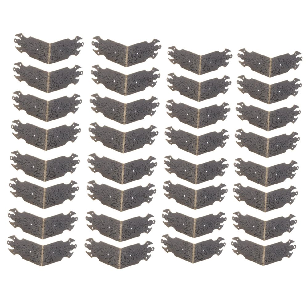 Gadpiparty 24pcs Retro Furniture Corner Hardwares Case Safety Cover Jewelry Case Guard Corner Wall Protectors DIY Decorative Guards