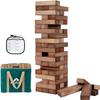 ApudArmis 60 PCS Giant Tumble Tower Stack to 5Ft, Pine Wooden Stacking Timber Game with 1 Dice Set - Classic Block Giant Outdoor Game for Adults Family (Brown) view 1
