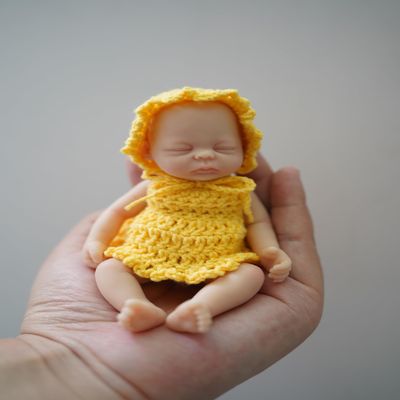 4.5 inch Miniature Sleeping Full Silicone Mini Baby Dolls with Feeding Accessory Lifelike Baby Doll Soft Realistic Baby Doll for Christmas New Year GiftGirl
