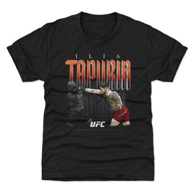 500 LEVEL Ilia Topuria UFC Youth Shirt - Ilia Topuria Retro Bitmap WHT (Tri Black, 6-7Y Small)