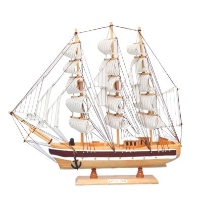HYTTER Sailboat Model Wooden Handmade Desktop Carving Decoration 50CM Finished Red Crafts for Decorative Gifts Home Children's Room