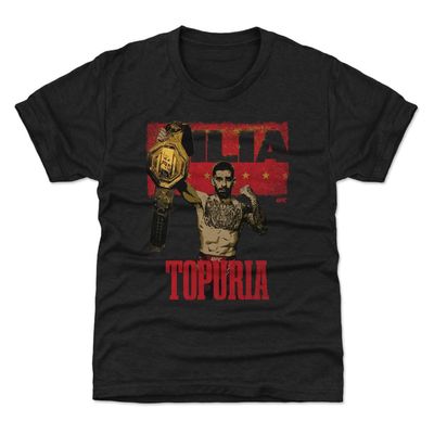 500 LEVEL Ilia Topuria UFC Youth Shirt - Ilia Topuria El Matador Belt WHT (Tri Black, 4-5Y X-Small)