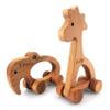 Personalized Wooden Safari Animal Toys Elephant Giraffe for 2 Year Old Birthday Gift, Customized Animal Push Toy With Wheels for Baby, Montessori Wood Animal Sensory Toys Skill And Motor Development view 1