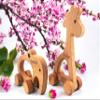 Personalized Wooden Safari Animal Toys Elephant Giraffe for 2 Year Old Birthday Gift, Customized Animal Push Toy With Wheels for Baby, Montessori Wood Animal Sensory Toys Skill And Motor Development view 2