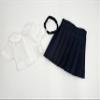 18 inch Doll Outfit-School Plaid Jumper include Blouse and Hair Accessory/Add on Option: Sock and Shoe (Doll is not included) (Pleated Skirt Set,White Sock,Shiny Black Shoe, Solid Navy) view 2