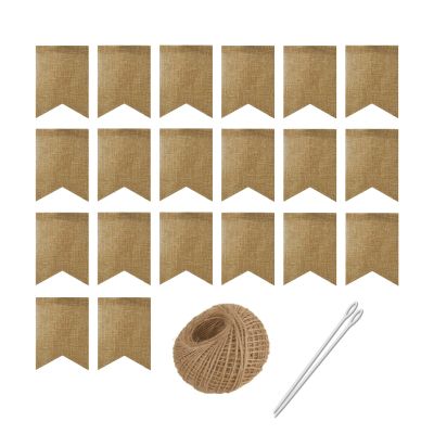 20 Piece Blank Burlap Banner, DIY with String and Needle, Faux Burlap for Customization with Paint or Vinyl Iron On, Custom Banner