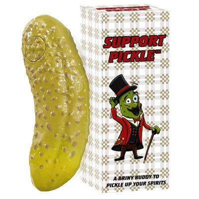 DR DINGUS Emotional Support Pickle - +100 Positive Inspirational Phrases - Press Button - Funny Family Friendly Gag Toy for Class, Office, Gift, Friends