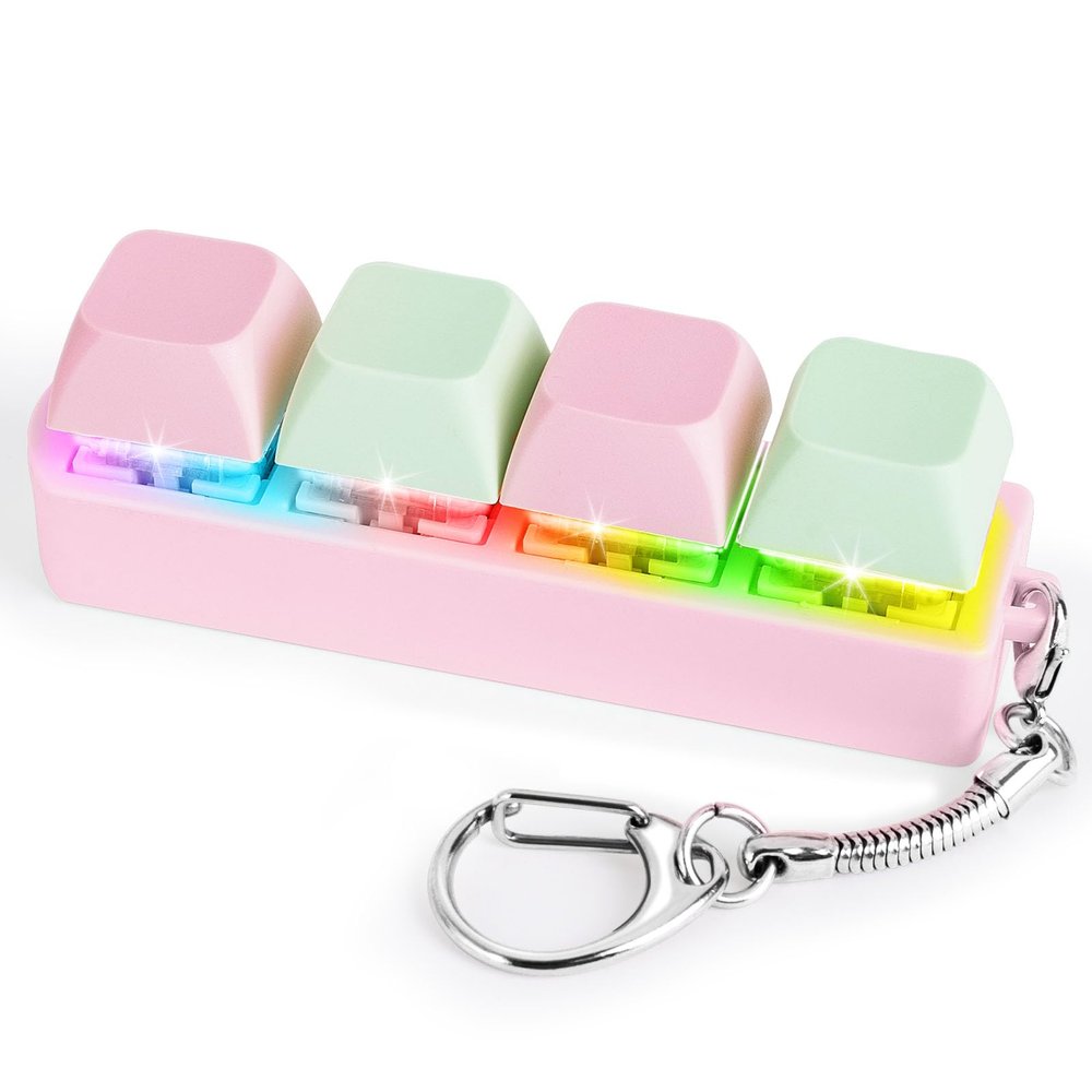 Keyboard Fidget Toy for Adults Keyboard Clicker with LED Light Keychain Fidget Stress Relief Sensory Toy