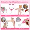 Playhiland Pink Doctor Kit for Toddlers 3-5, Pretend Doctor Play Set with Cart, Stethoscope and Thermometer, Doctor Kit for Kids 6-8, Role Play Medical Toys Christmas Birthday Gift for Girls Boys view 2