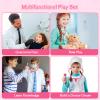 Playhiland Pink Doctor Kit for Toddlers 3-5, Pretend Doctor Play Set with Cart, Stethoscope and Thermometer, Doctor Kit for Kids 6-8, Role Play Medical Toys Christmas Birthday Gift for Girls Boys view 3