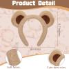 4 PCS Bear Costume Accessories Set Bear Ears Headband And Tail Bear Nose Bowtie Boys Girls Hairband Hair Accessories for 101 Day Christmas Halloween Cosplay Animal Dress up Birthday Party, Khaki view 2