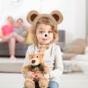 4 PCS Bear Costume Accessories Set Bear Ears Headband And Tail Bear Nose Bowtie Boys Girls Hairband Hair Accessories for 101 Day Christmas Halloween Cosplay Animal Dress up Birthday Party, Khaki view 4