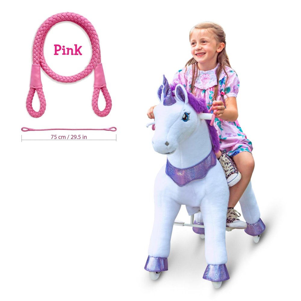 PonyCycle Ride on Unicorn Toys E413 with Pink Rein Size 4 for Age 4-8