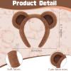 4 PCS Bear Costume Accessories Set Bear Ears Headband And Tail Bear Nose Bowtie Boys Girls Hairband Hair Accessories for 101 Day Christmas Halloween Cosplay Animal Dress up Birthday Party, Brown view 2