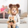 4 PCS Bear Costume Accessories Set Bear Ears Headband And Tail Bear Nose Bowtie Boys Girls Hairband Hair Accessories for 101 Day Christmas Halloween Cosplay Animal Dress up Birthday Party, Brown view 4