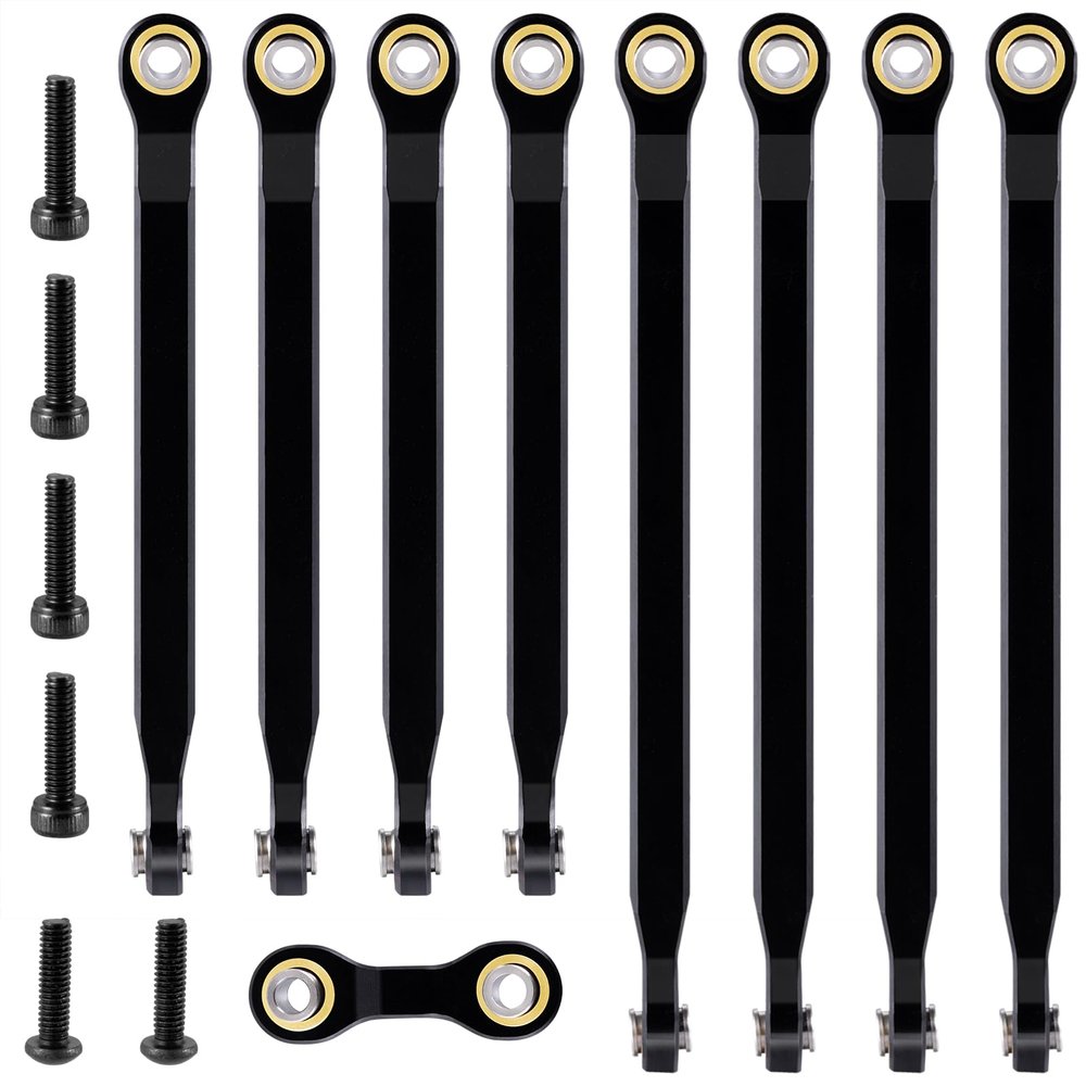 SWX 9Pcs RC Link Rod Chassis Linkage Set Aluminum Completed Tie Rod Compatible with 1/16 TRX Mini E-Revo Upgrade Parts