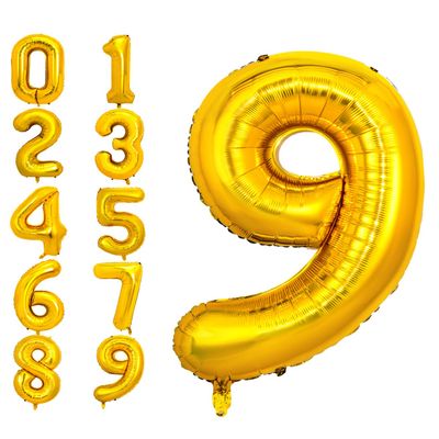 PIGETALE 40 Inch Gold Large Numbers Balloons 0-9, Giant Number 9 Digit Helium Balloons Foil Mylar Big Number Balloons for 19 29 39 89 Birthday Party Engagement Wedding Anniversary Supplies Decoration