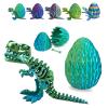 Easter Eggs Filled with Dinosaur Toys, 3D Printed Animals Mystery Crystal Dragon Egg with Articulated Tyrannosaurus Rex, Easter Basket Stuffers Fidget Toy for Adults Kids, Home Office DecorBlueGreen view 1