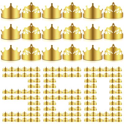 Nezyo 360 Pcs Paper Crowns Bulk King and Princess Crown Hats for Boys Girls Adults Birthday Celebration Supplies Baby Shower Photo Props(Gold)