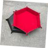 Vaguelly Hexagon Dice Tray Collapsible Dice Holder Storage Box Pu Leather Red Easy to Clean Solid Design view 2