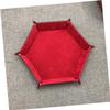 Vaguelly Hexagon Dice Tray Collapsible Dice Holder Storage Box Pu Leather Red Easy to Clean Solid Design view 3