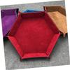 Vaguelly Hexagon Dice Tray Collapsible Dice Holder Storage Box Pu Leather Red Easy to Clean Solid Design view 4