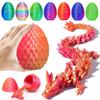 HEFANDAISHU Easter Egg Dragon Egg 12In Dragon Toy 3D Printed Dragon Fidget Toys 3D Printed Dragon Egg with Articulated Dragon Inside Fidget Toys for Autism/ADHD (Red Mix Gold) view 1