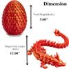 HEFANDAISHU Easter Egg Dragon Egg 12In Dragon Toy 3D Printed Dragon Fidget Toys 3D Printed Dragon Egg with Articulated Dragon Inside Fidget Toys for Autism/ADHD (Red Mix Gold) view 2