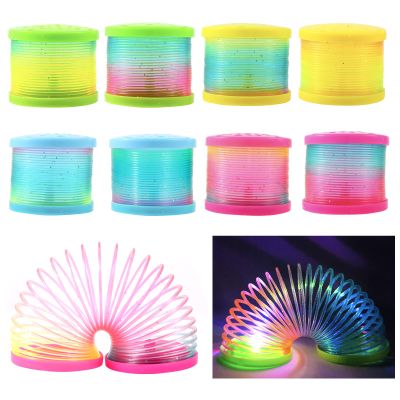 8 Pack Glow Coil Spring Toy, Mini Springs Rainbow Magic Fidget Toys for Kids Boys Girls, Glow in the Dark Party Favors, Projection Star Night Light toy Carnival Prize, Pinata Fillers for Toddlers