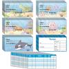 Trandraft 300 Sheets Fake Checkbook Kids Learning 6 x 3 in with 80 Pretend Deposit Slip and 20 Check Register Pretend Play, Home School Teaching Supplies, Ocean Themed view 1