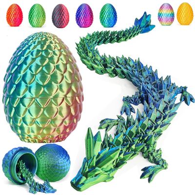 Easter Dragon Eggs with Dragon Inside, 12in 3D Printed Dragon Easter Egg,Basket Essentials Stuffers,Prefilled Easter Egg Filled with Toy,Basket Stuffers.Fidget Toy for Kid boy(LaserGreen)