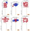 24 Pack 2025 Graduation Cupcake Toppers Glitter Class of 2025 Grad Cap Congrats 2025 Cupcake Picks for 2025 Graduation Party Cake Decorations Supplies Red Blue view 2