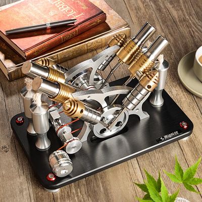 ToysCentral Basics Can Be Powered by V4 Engine, Electric Machine 4-CYR Stirling Model, Micro Generator, 4-CYR