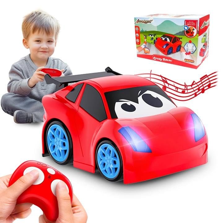 AEROQUEST Remote Control Car, RC Car Toy with Lights and Sounds for Boys, Girls and Toddlers Ages 1-3 2-4 4-7 & 3 Years Old