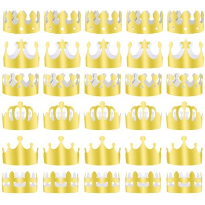 ANPUNAT 30 PCS Golden Paper Crown Gold Crowns Hats Party King Crowns for Birthday Party Baby Shower beauty pageant Photo Props