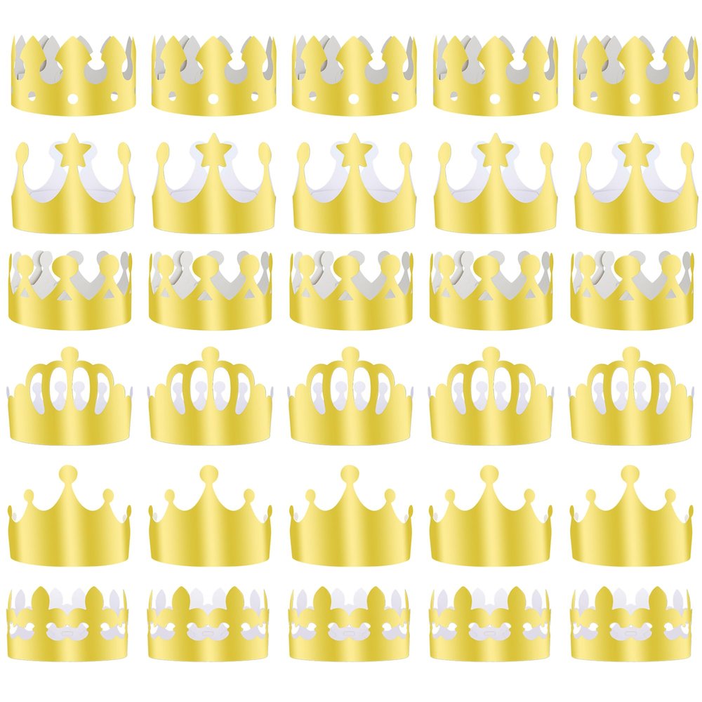 ANPUNAT 30 PCS Golden Paper Crown Gold Crowns Hats Party King Crowns for Birthday Party Baby Shower beauty pageant Photo Props