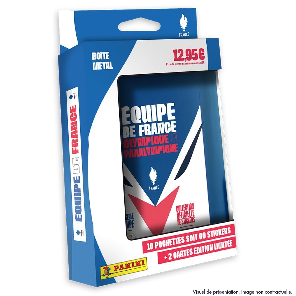Panini 004885TINPF France Olympic & Paralympic Team Metal Pocket Box Containing 10 Pockets + 2 Cards Limited Edition