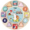 DOHE Educa Shape Sorting Clock 12 Geometric Wooden Lockable Blocks, Movable Needles, Educational Game Children and Babies, Montessori Method, School and Educational Supplies view 1