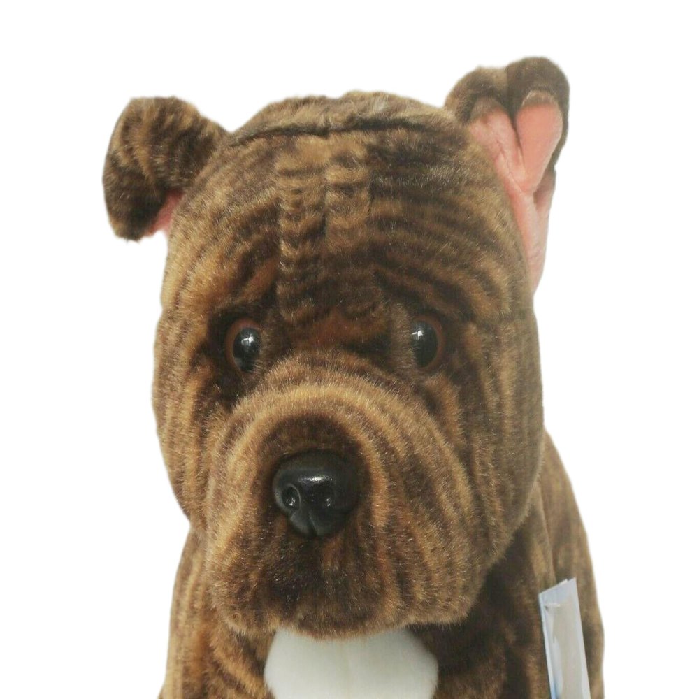 Brindle Staffordshire Bull Terrier Plush Toy Dog Plushie Can Be Personalized & Customized With An Engraved Tag, Collar and Stunning Gift Wrap