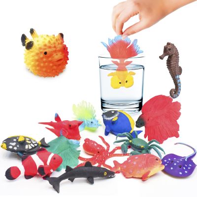 10 Pcs Fish Animal Figure Water Toys, Sea Animal Color Changing Toys, Sea Creatures for Kids 3 Years and up, for Themed Parties, Cake Topper, Kids Easter Basket