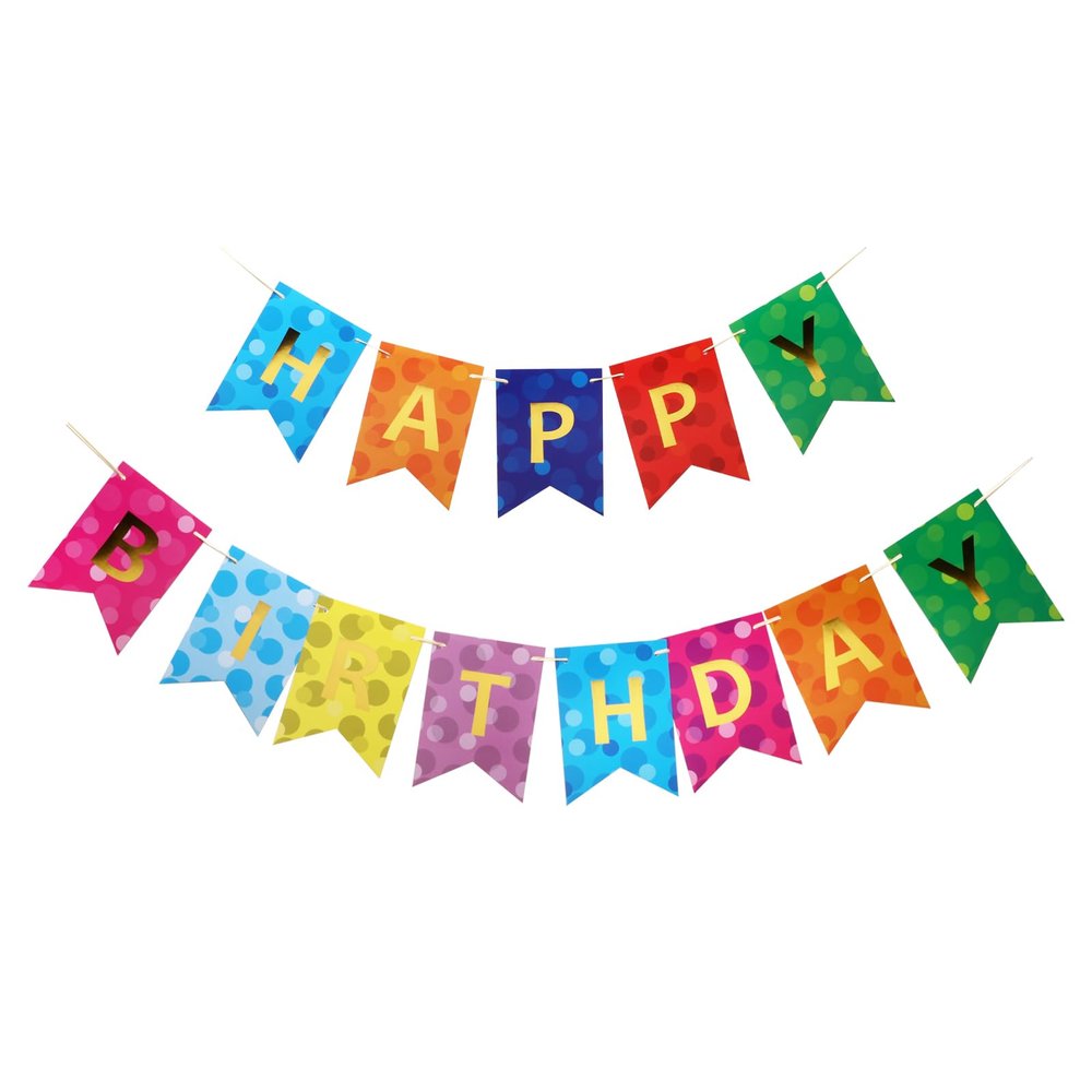 uxcell Birthday Bunting Banner, Birthday Sign Letters Banner for Party Supplies and Birthday Decorations Circular Style