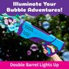 PoppinColorz Spectra Rechargeable Color Bubbles Blaster with 1 Pink, 1 Blue and 4 Clear Bubble Solutions Made in The USA, Double-Barrel Light-Up - No Dipping Necessary - Easy Click Trigger view 4